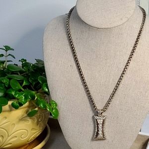 Vintage Multi Tone Rhinestone Pendant Necklace